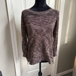 LOFT Marled Brown Crew Neck Sweater